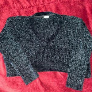 Dark green wide chenille knit sweater
